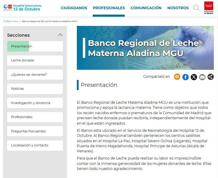 web banco de leche captura